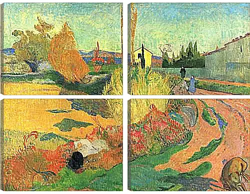 Модульная картина - Farmhouse from Arles, or Landscape from Arles. Поль Гоген