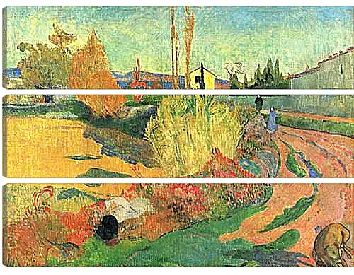 Модульная картина - Farmhouse from Arles, or Landscape from Arles. Поль Гоген