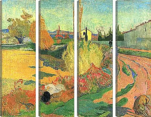 Модульная картина - Farmhouse from Arles, or Landscape from Arles. Поль Гоген