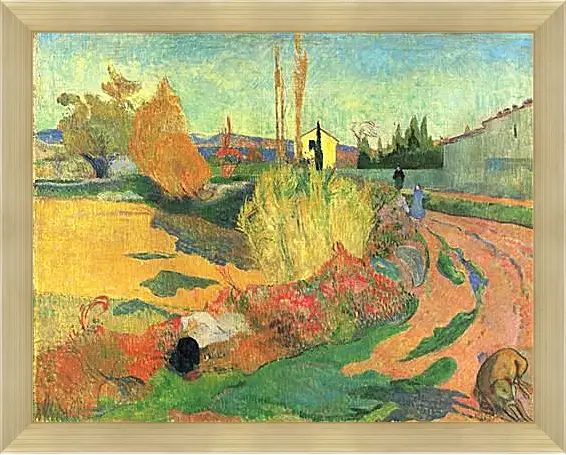 Картина в раме - Farmhouse from Arles, or Landscape from Arles. Поль Гоген