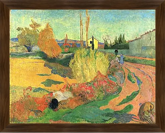 Картина в раме - Farmhouse from Arles, or Landscape from Arles. Поль Гоген