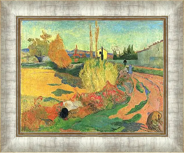 Картина в раме - Farmhouse from Arles, or Landscape from Arles. Поль Гоген