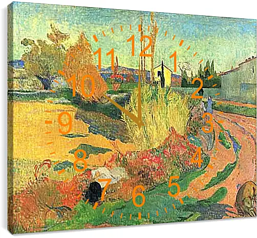 Часы картина - Farmhouse from Arles, or Landscape from Arles. Поль Гоген