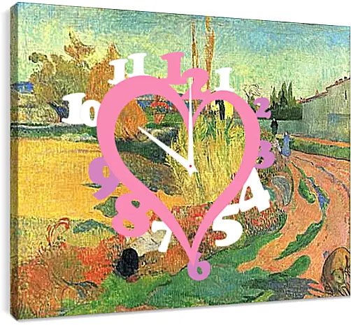 Часы картина - Farmhouse from Arles, or Landscape from Arles. Поль Гоген