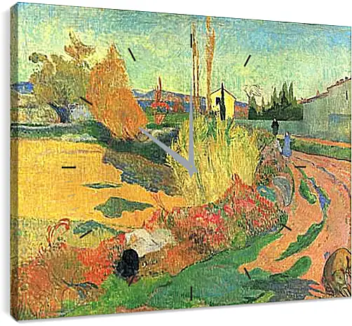 Часы картина - Farmhouse from Arles, or Landscape from Arles. Поль Гоген