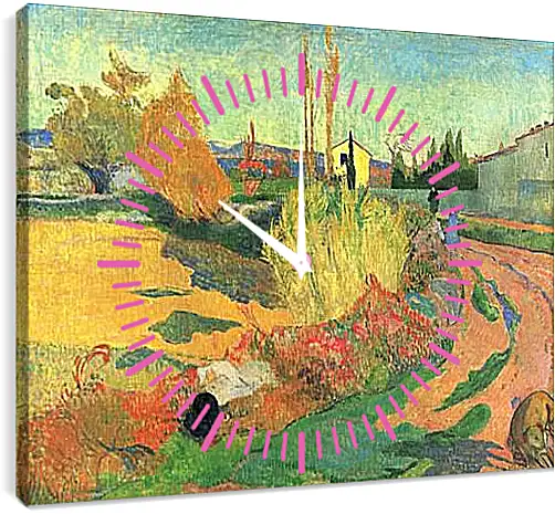 Часы картина - Farmhouse from Arles, or Landscape from Arles. Поль Гоген