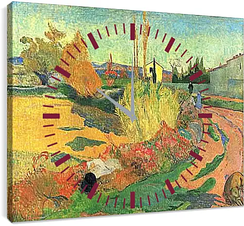 Часы картина - Farmhouse from Arles, or Landscape from Arles. Поль Гоген