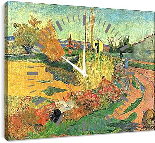 Часы картина - Farmhouse from Arles, or Landscape from Arles. Поль Гоген