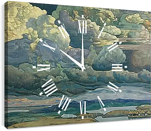 Часы картина - Небесный бой. Рерих Николай