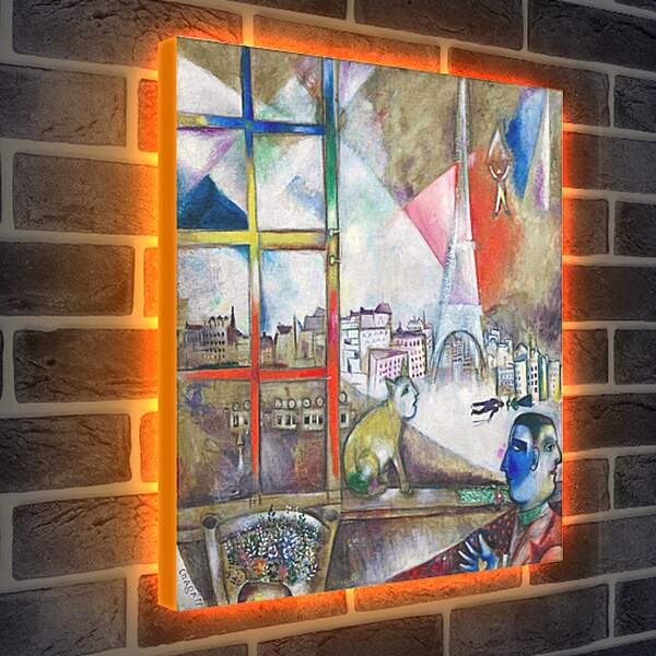 Лайтбокс световая панель - Вид Парижа из окна. Марк Шагал