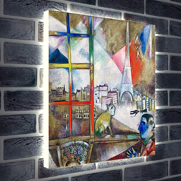 Лайтбокс световая панель - Вид Парижа из окна. Марк Шагал