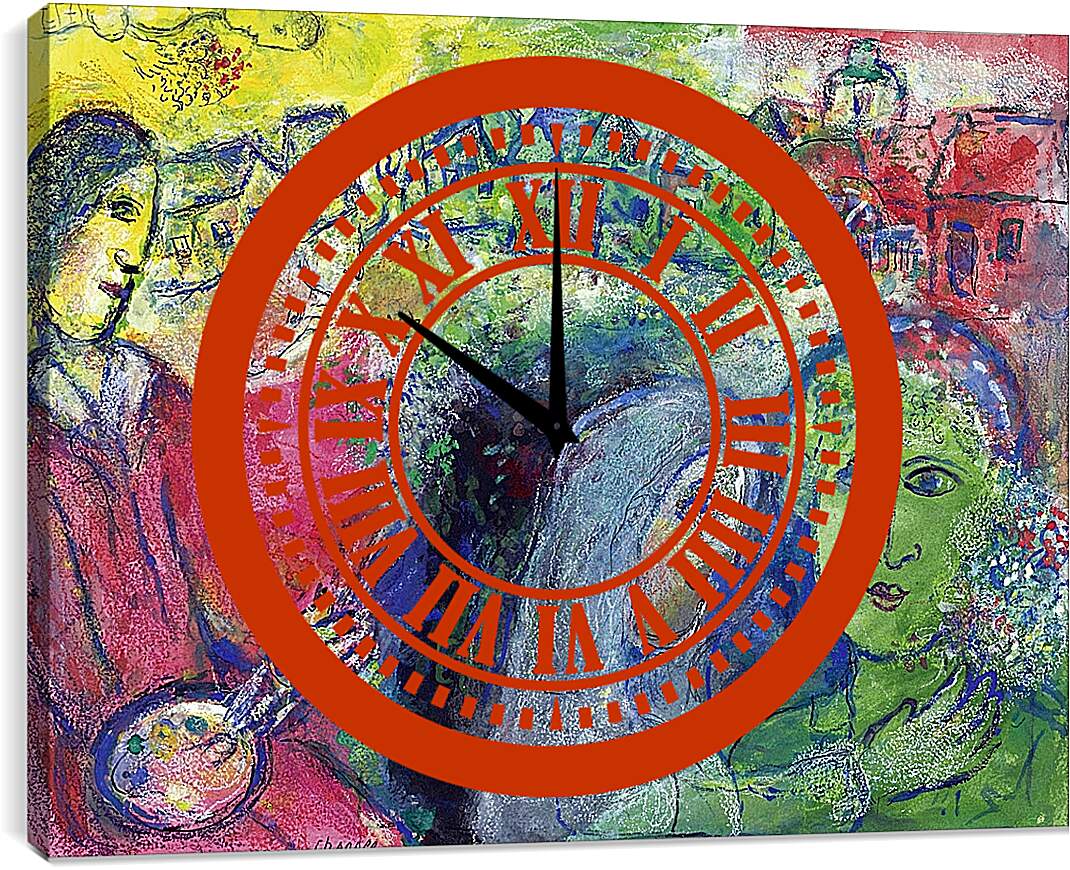 Часы картина - RENCONTRE. Марк Шагал