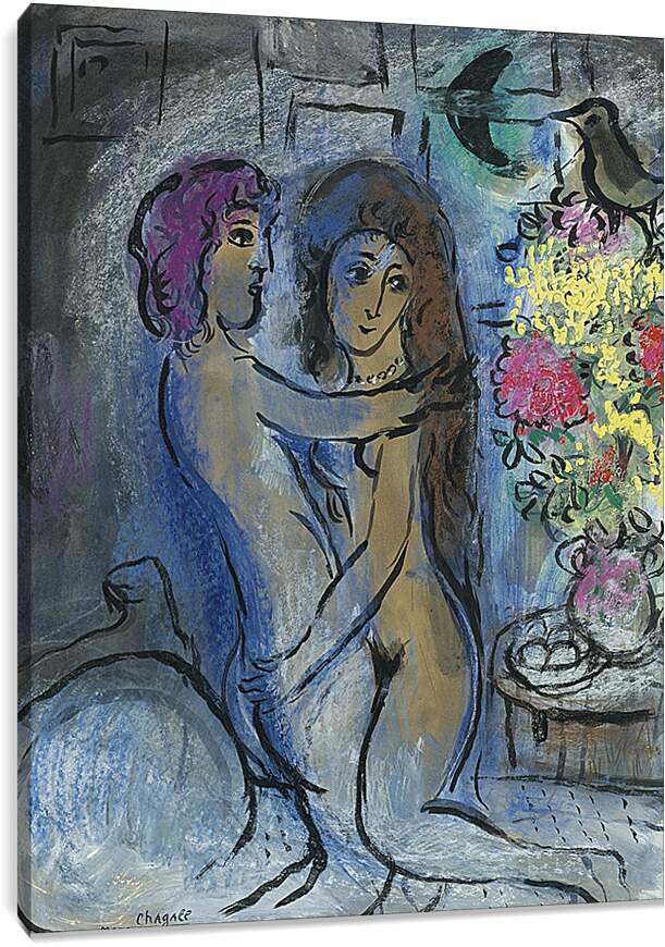 Постер и плакат - Le Couple Bleu. (Голубая пара) Марк Шагал