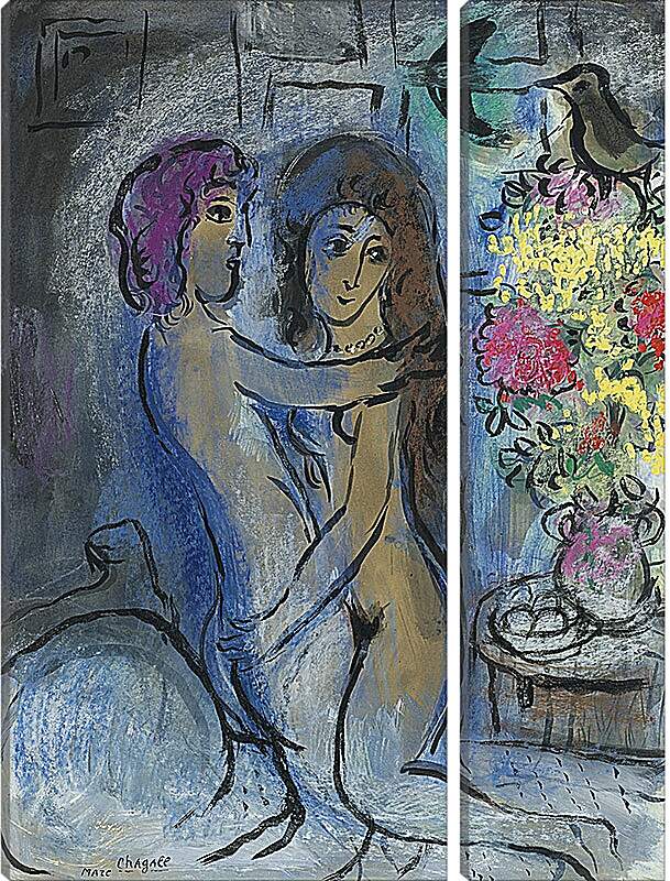 Модульная картина - Le Couple Bleu. (Голубая пара) Марк Шагал