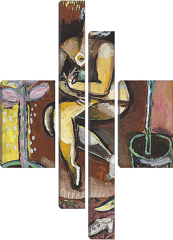 Модульная картина - NU ASSIS A LA FLEUR. (Обнаженная в цветах) Марк Шагал