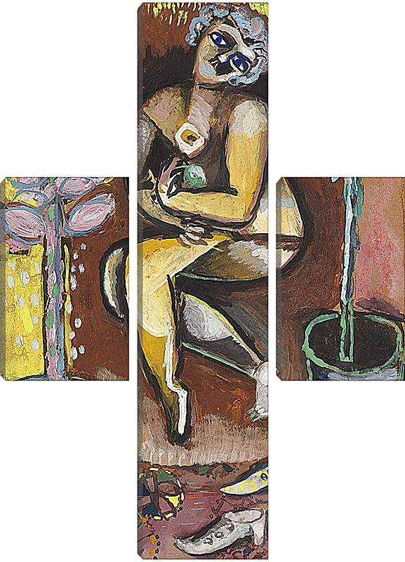 Модульная картина - NU ASSIS A LA FLEUR. (Обнаженная в цветах) Марк Шагал