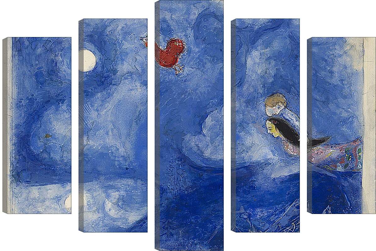 Модульная картина - Aleko and Zemphira by Moonlight, decor for Aleko. Марк Шагал