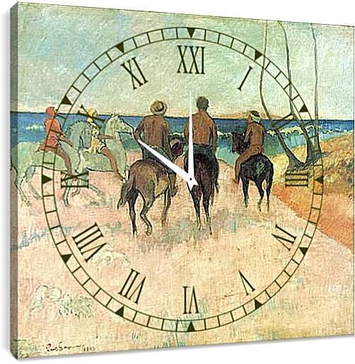 Часы картина - Всадники на побережье. Поль Гоген