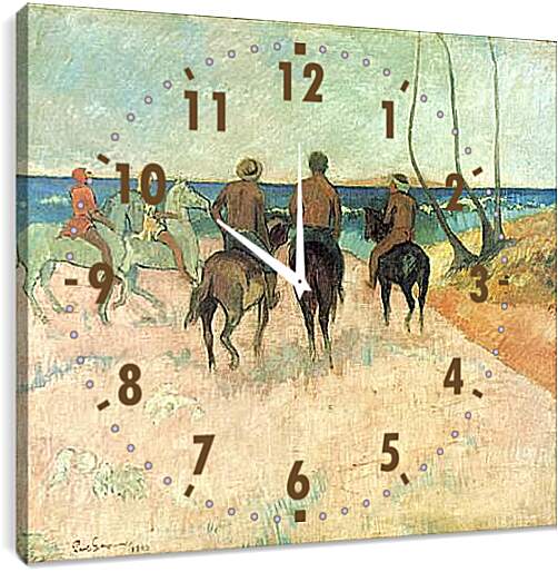 Часы картина - Всадники на побережье. Поль Гоген