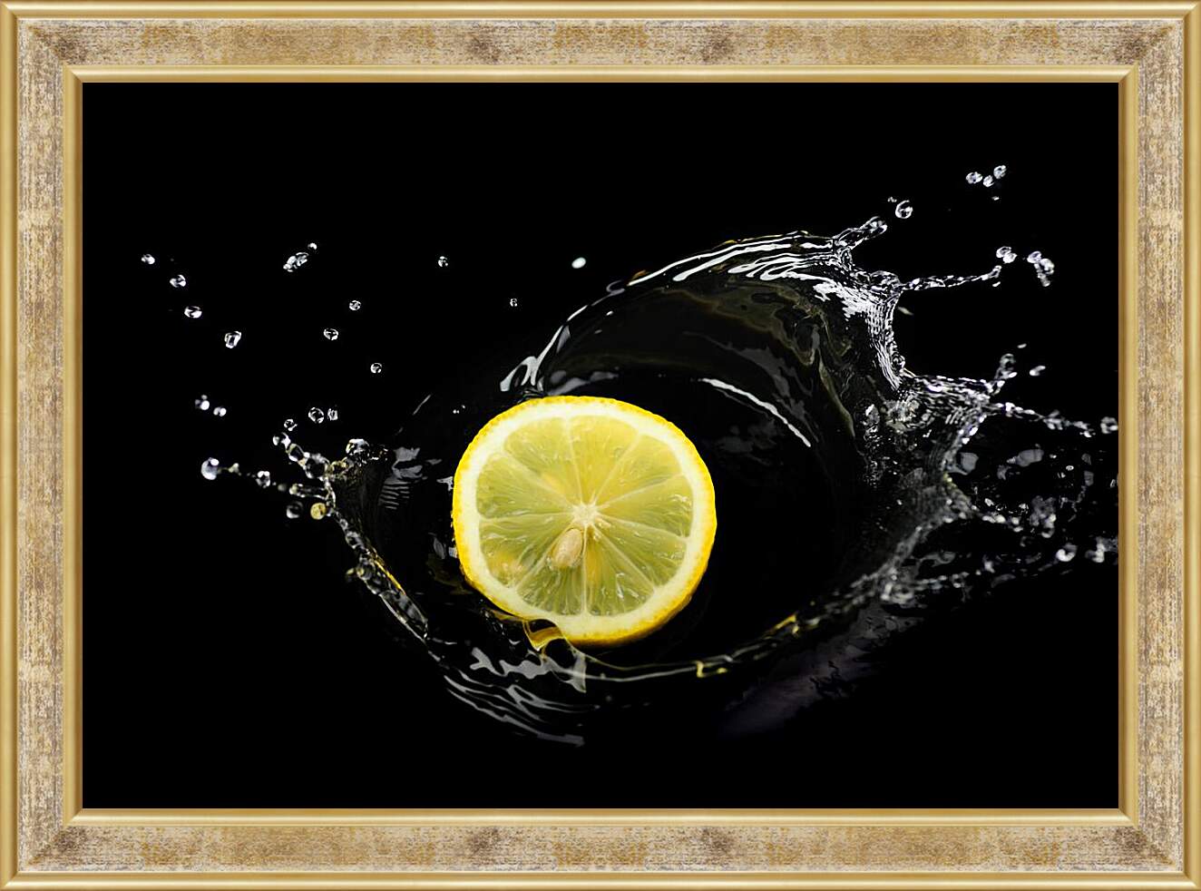 Картина в раме - Лимон и вода