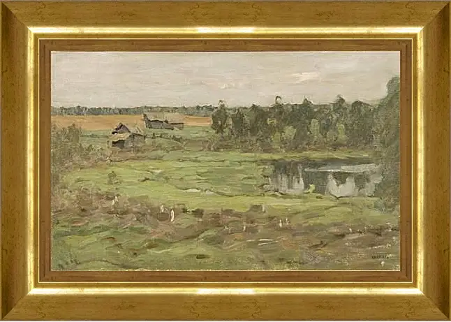 Картина в раме - Серый день. Левитан Исаак