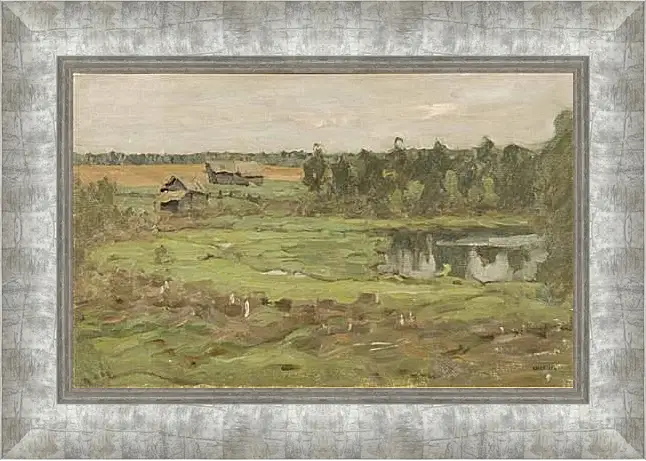 Картина в раме - Серый день. Левитан Исаак