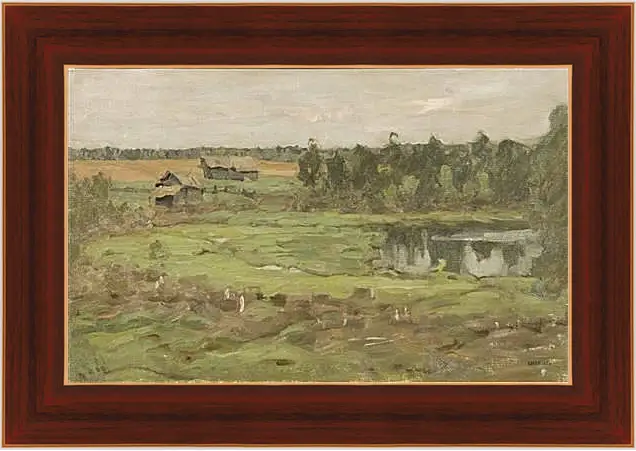 Картина в раме - Серый день. Левитан Исаак