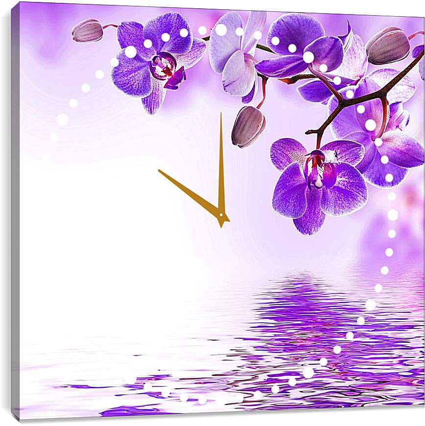 Часы картина - Фиолетовые орхидеи