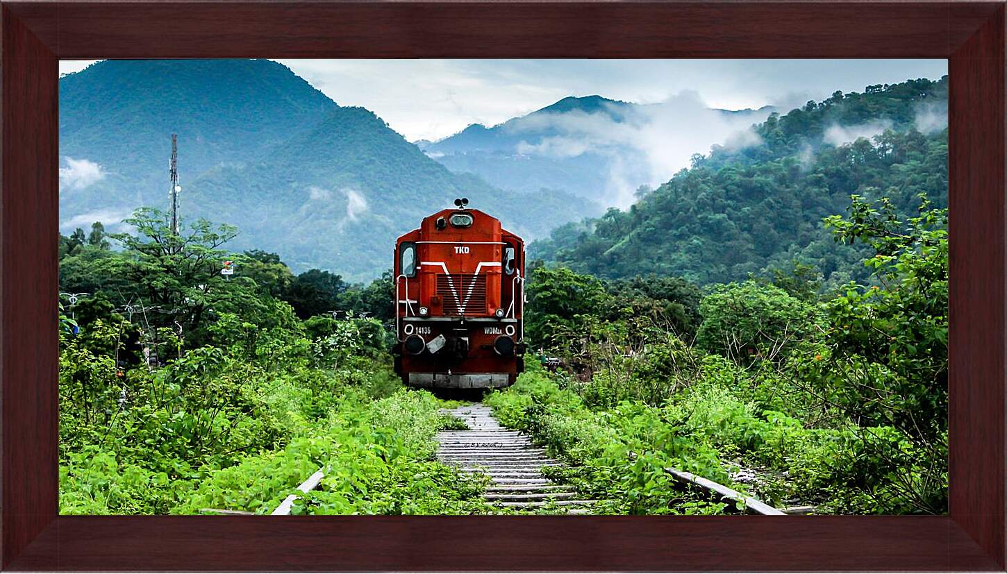 Картина в раме - Поезд зелёная дорога