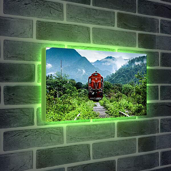 Лайтбокс световая панель - Поезд зелёная дорога