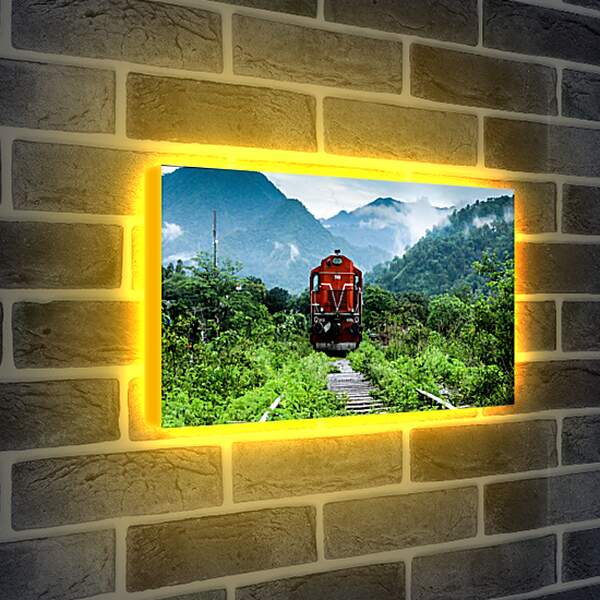 Лайтбокс световая панель - Поезд зелёная дорога