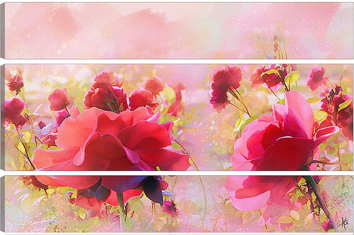 Модульная картина - Розовые цветы