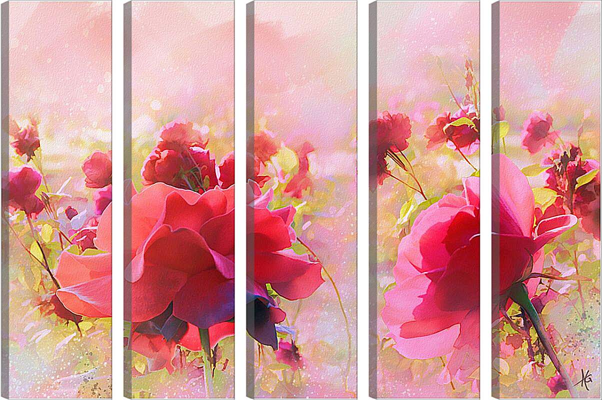 Модульная картина - Розовые цветы