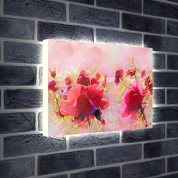 Лайтбокс световая панель - Розовые цветы