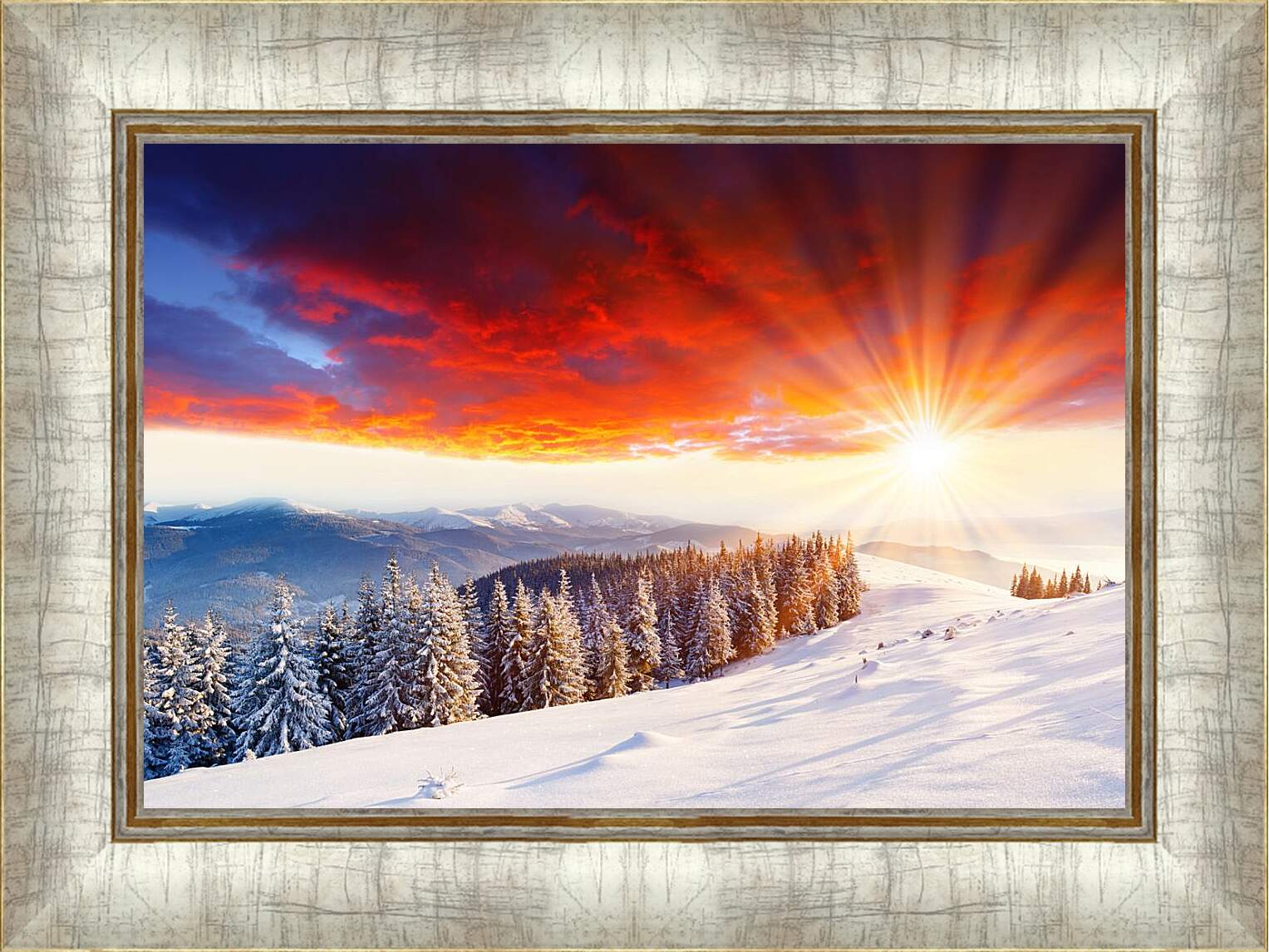 Картина в раме - Красота зимнего леса