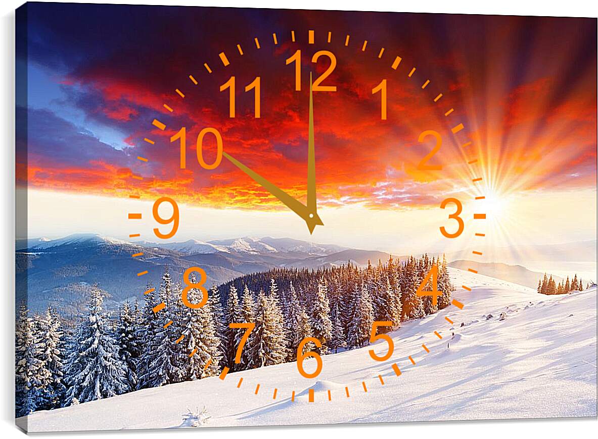 Часы картина - Красота зимнего леса