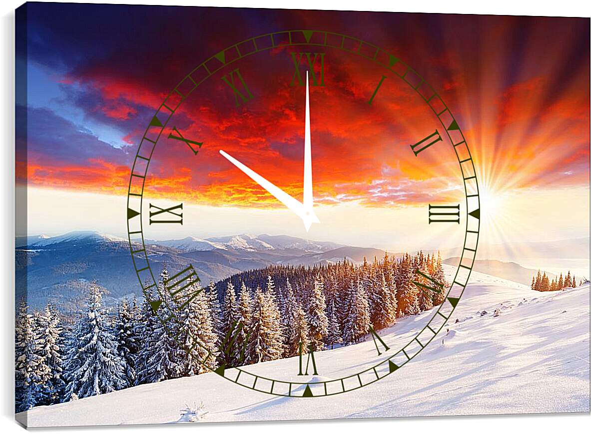 Часы картина - Красота зимнего леса