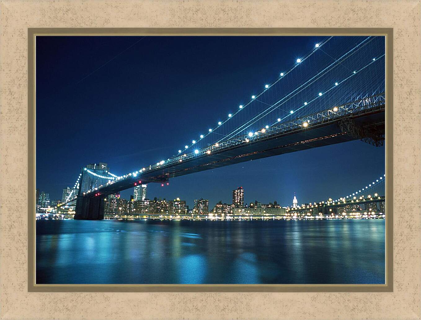 Картина в раме - Ночной Бруклинский мост