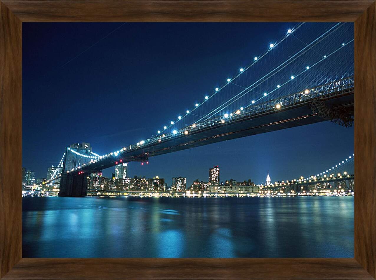 Картина в раме - Ночной Бруклинский мост