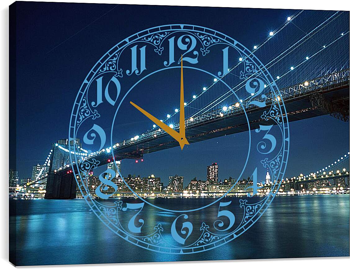 Часы картина - Ночной Бруклинский мост