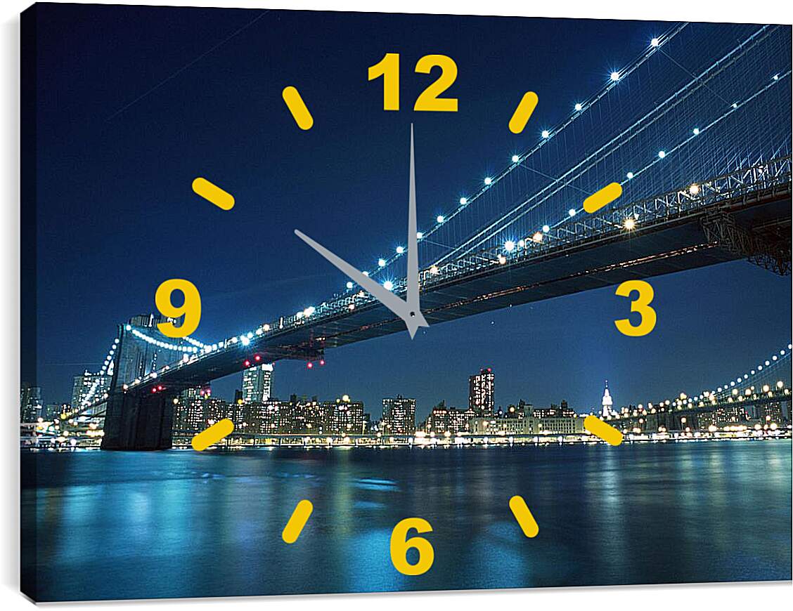 Часы картина - Ночной Бруклинский мост