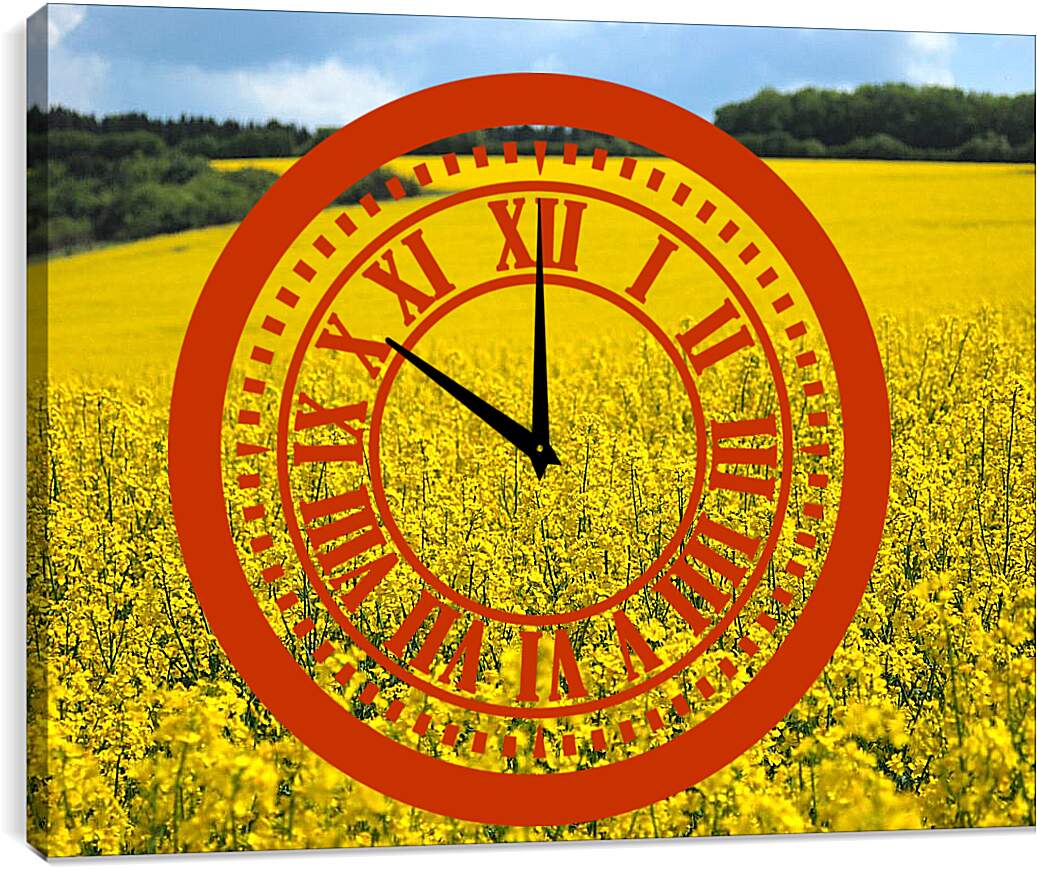 Часы картина - Желтое поле