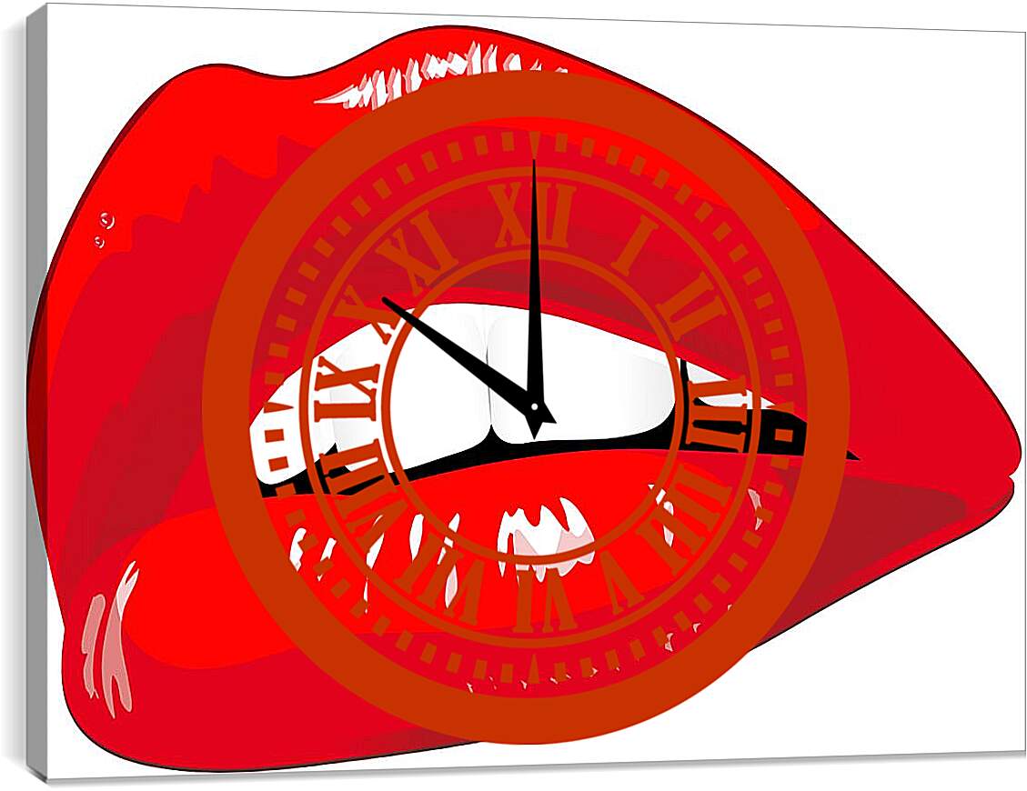 Часы картина - Красные губы