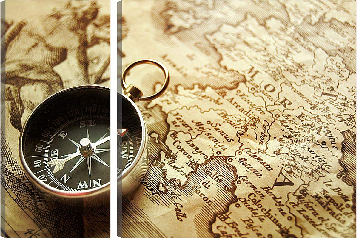 Модульная картина - Карта и компас