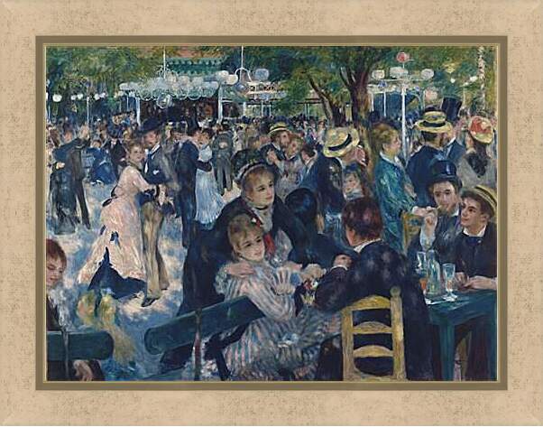Картина в раме - Dance at the Moulin de la Galette. Пьер Огюст Ренуар