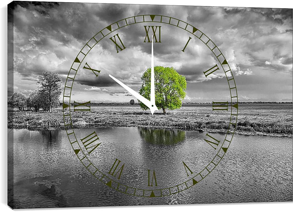 Часы картина - Дерево у воды