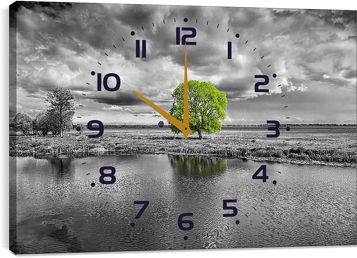 Часы картина - Дерево у воды
