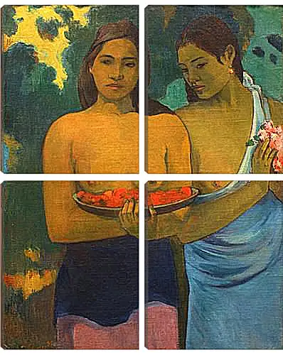 Модульная картина - Les Seins aux Fleurs Rouges, ou Deux Tahitiannnes (aux fleurs de mango). Поль Гоген