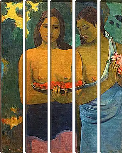 Модульная картина - Les Seins aux Fleurs Rouges, ou Deux Tahitiannnes (aux fleurs de mango). Поль Гоген