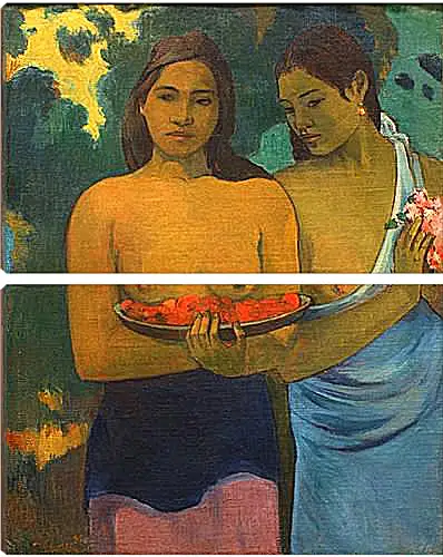 Модульная картина - Les Seins aux Fleurs Rouges, ou Deux Tahitiannnes (aux fleurs de mango). Поль Гоген